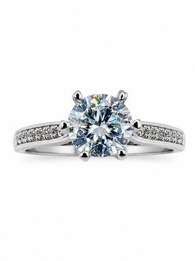 1 Carat Round Moissanite Engagement Ring | 18K Gold Over 925 Sterling Silver